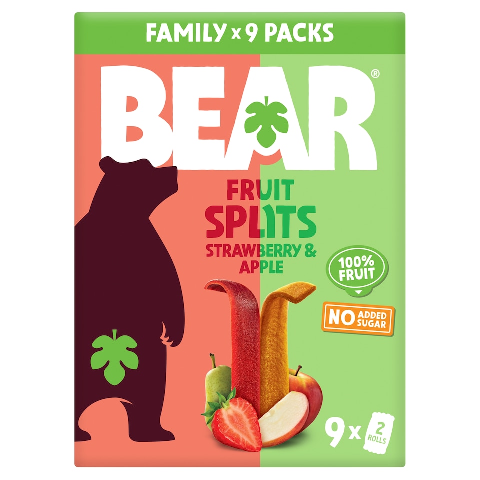 BEAR Fruit Splits Strawberry & Apple Multipack 9x20g