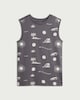 image 4 of F&F Boys Pure Cotton Printed Oversized Fit Vest in Grey