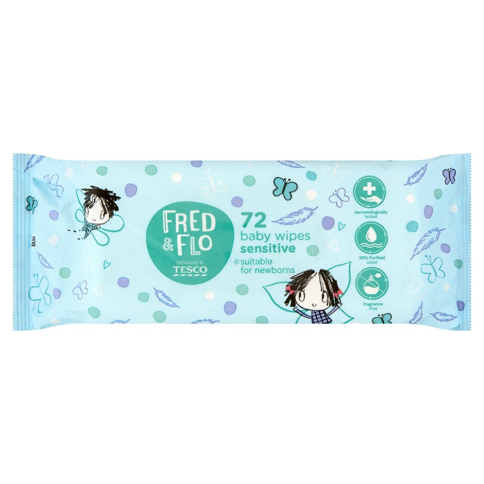 Obrázek 1 pro produkt Fred & Flo Dětské vlhčené ubrousky pro citlivou pokožku neparfémované 4 x 72 ks