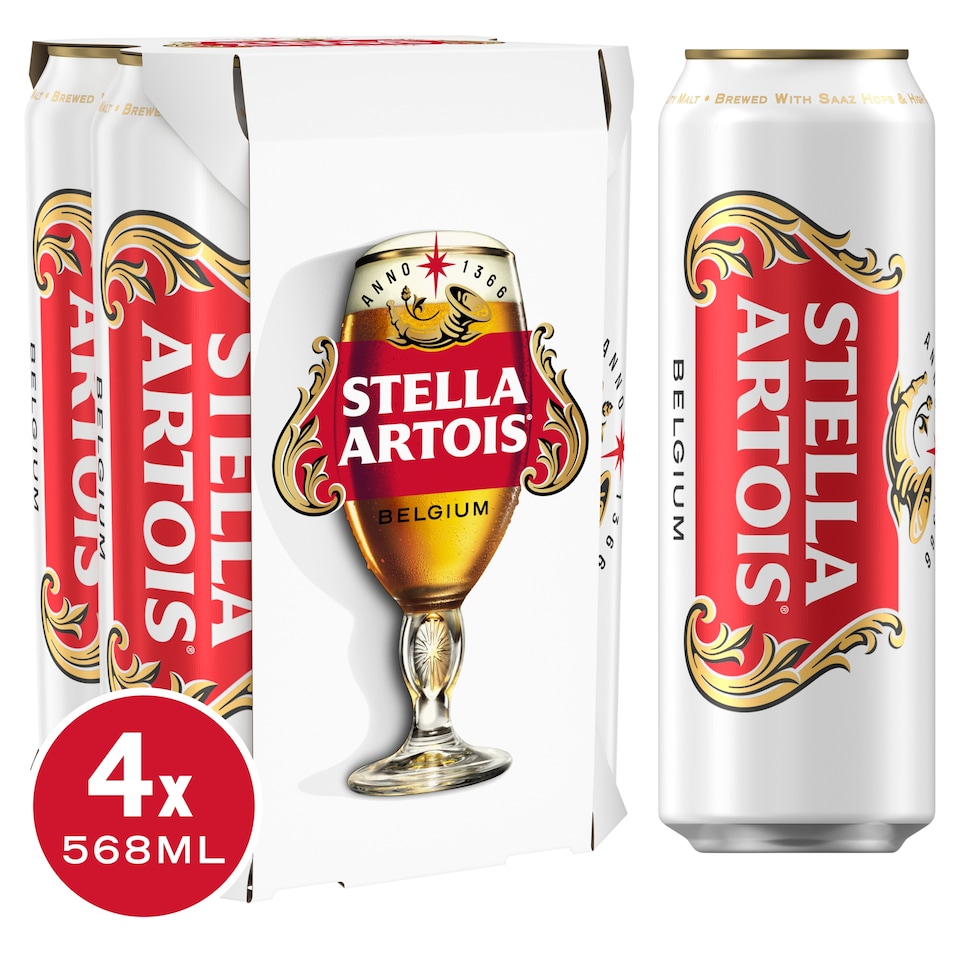 Stella Artois Premium Lager 4 X 568Ml