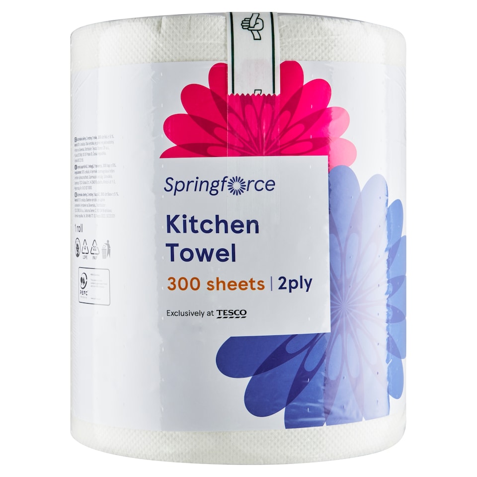 Tesco Springforce Kitchen Towel 2 Ply 1 Roll
