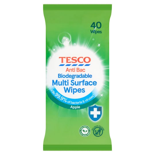 Tesco Antibacterial Multi Surface Wipes Apple 40 Pack Tesco Groceries
