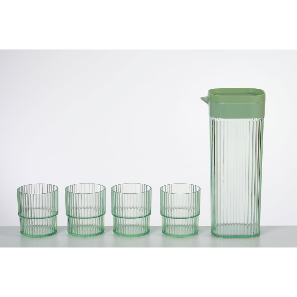 F&F Home Ribbed Carafe & Cups
