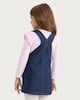 image 3 of F&F Girls 2-Piece Cotton Rich Denim Pinafore and Ruffle Sleeve Top Set in Multi Blue