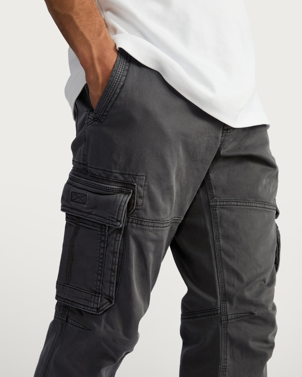 image 1 of F&F Straight Fit Cotton Rich Cargo Trousers in Grey