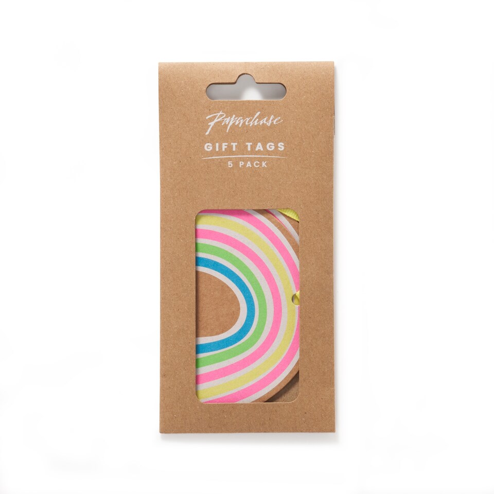 image 1 of Paperchase Neon Christmas 5 Pack Gift Tags