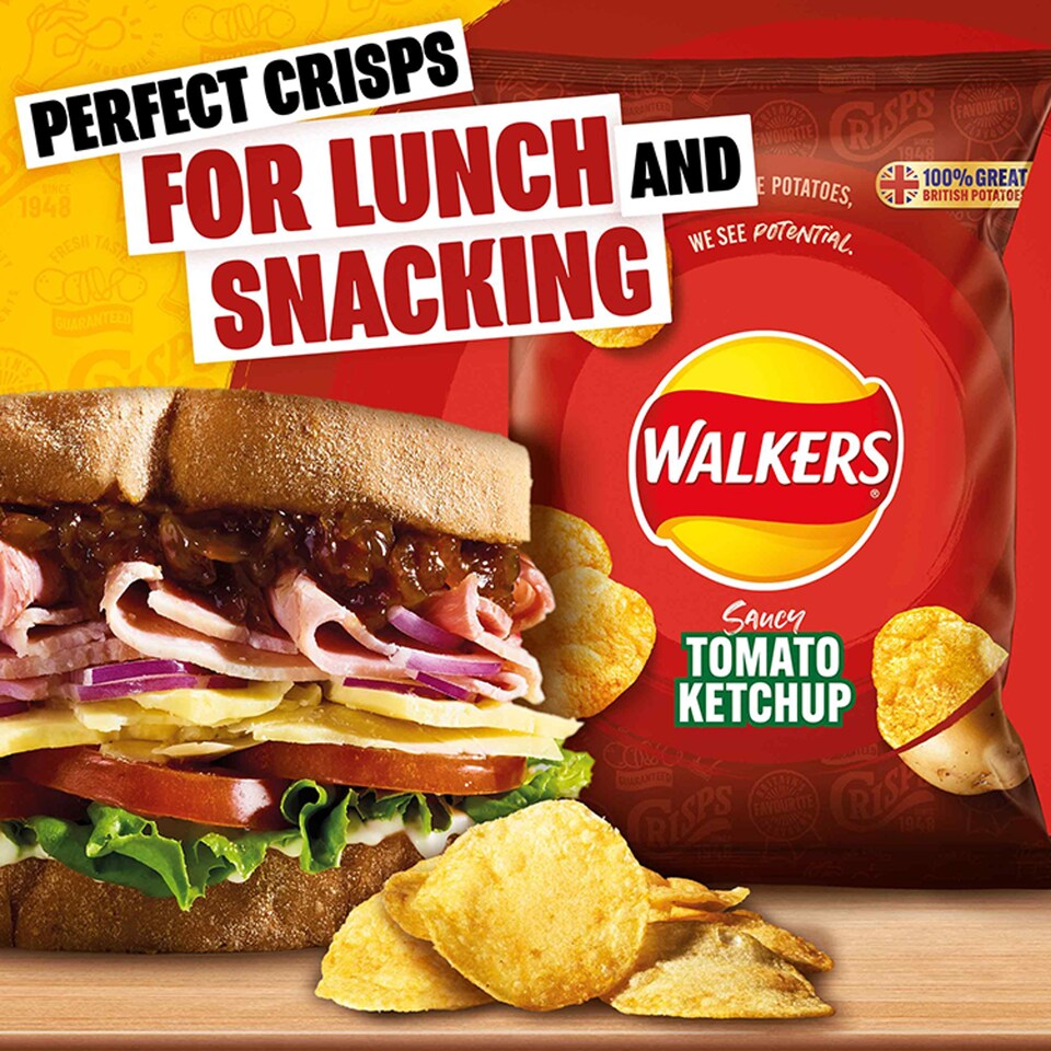 image 1 of Walkers Tomato Ketchup Crisps 6X25g