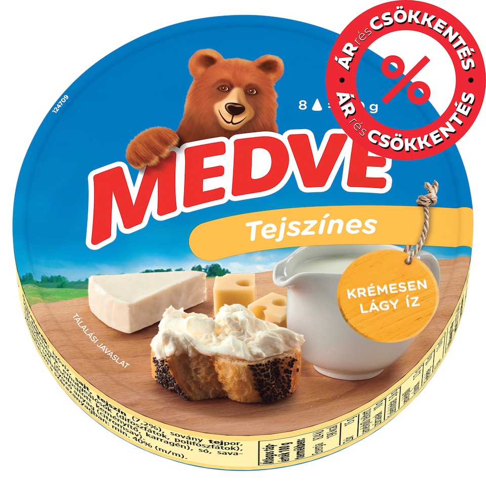 Medve tejszínes kenhető, félzsíros ömlesztett sajt 8 x 17,5 g (140 g)