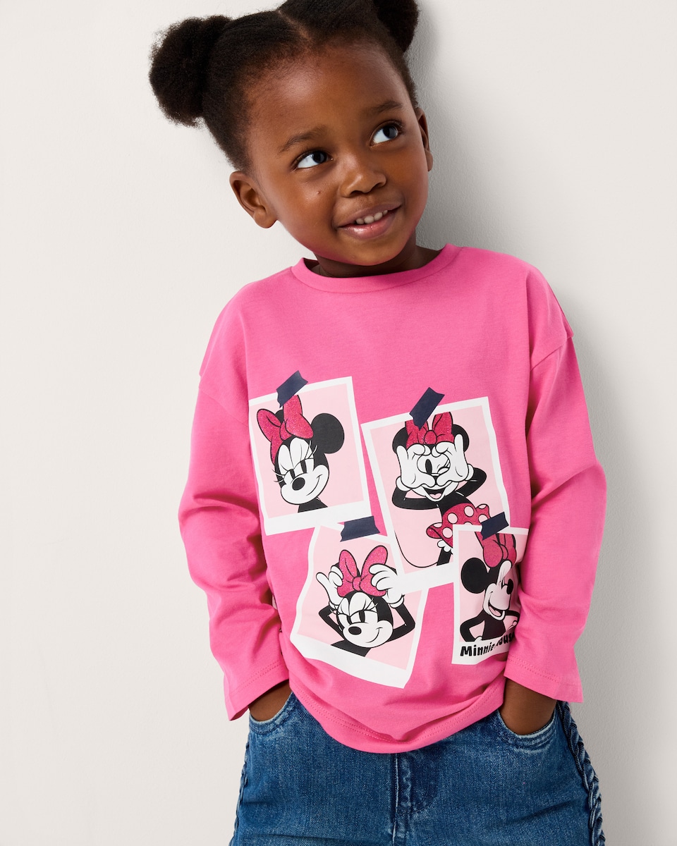 image 1 of Disney Minnie Mouse Pure Cotton Top in Pink