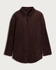 image 4 of F&F Plisse Pleated Button Up Shirt in Chocolate