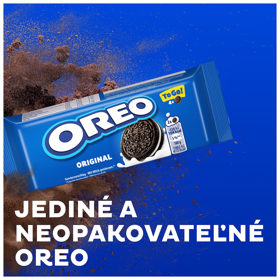obrázok 1 z OREO Original kakaové sušienky s náplňou s vanilkovou príchuťou ideálne na cesty 4 sušienky 44 g