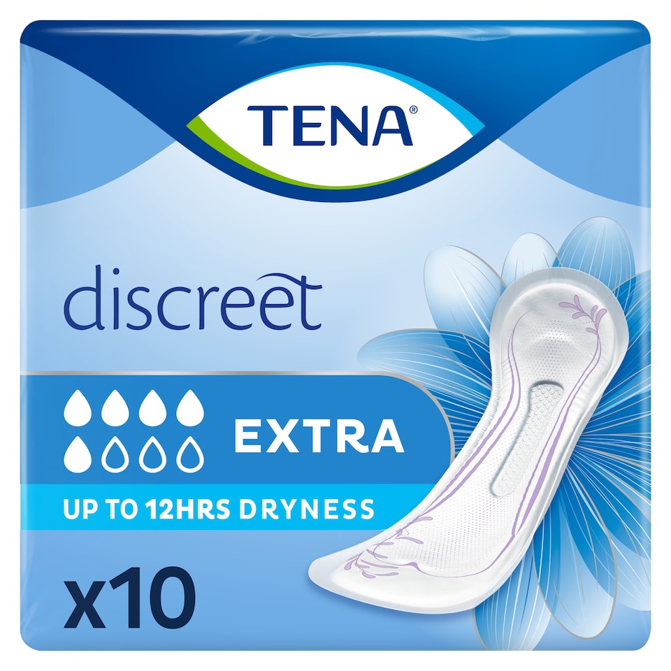 image 1 of TENA Discreet Extra Incontinence Pads 10 pack 