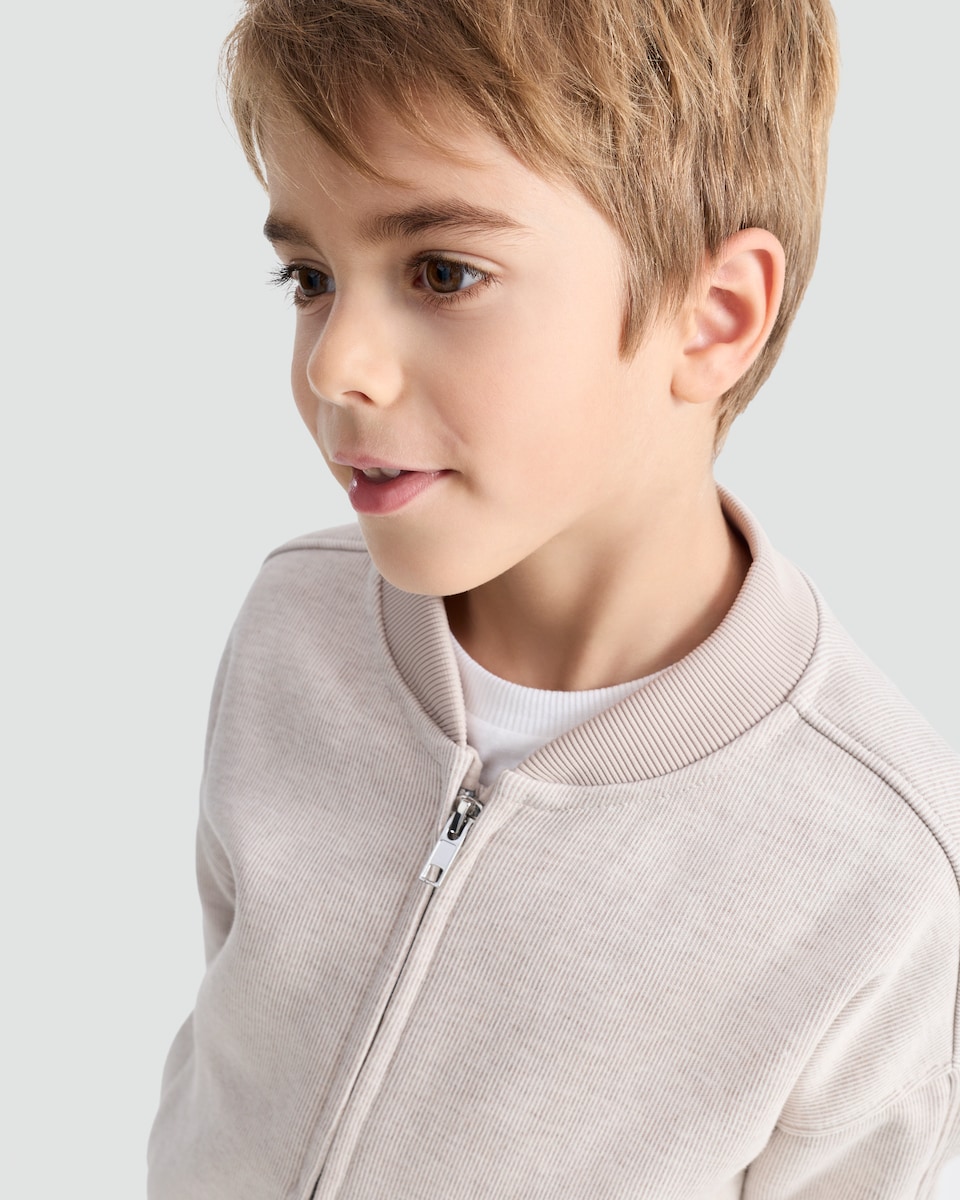 image 1 of F&F x Samantha Faiers Cotton Blend Zip Through Bomber Jacket in Cream