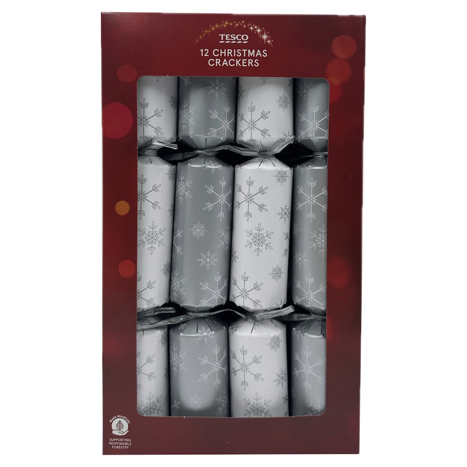 image 1 of Tesco Snowflake Cube Christmas Crackers 12 Pack