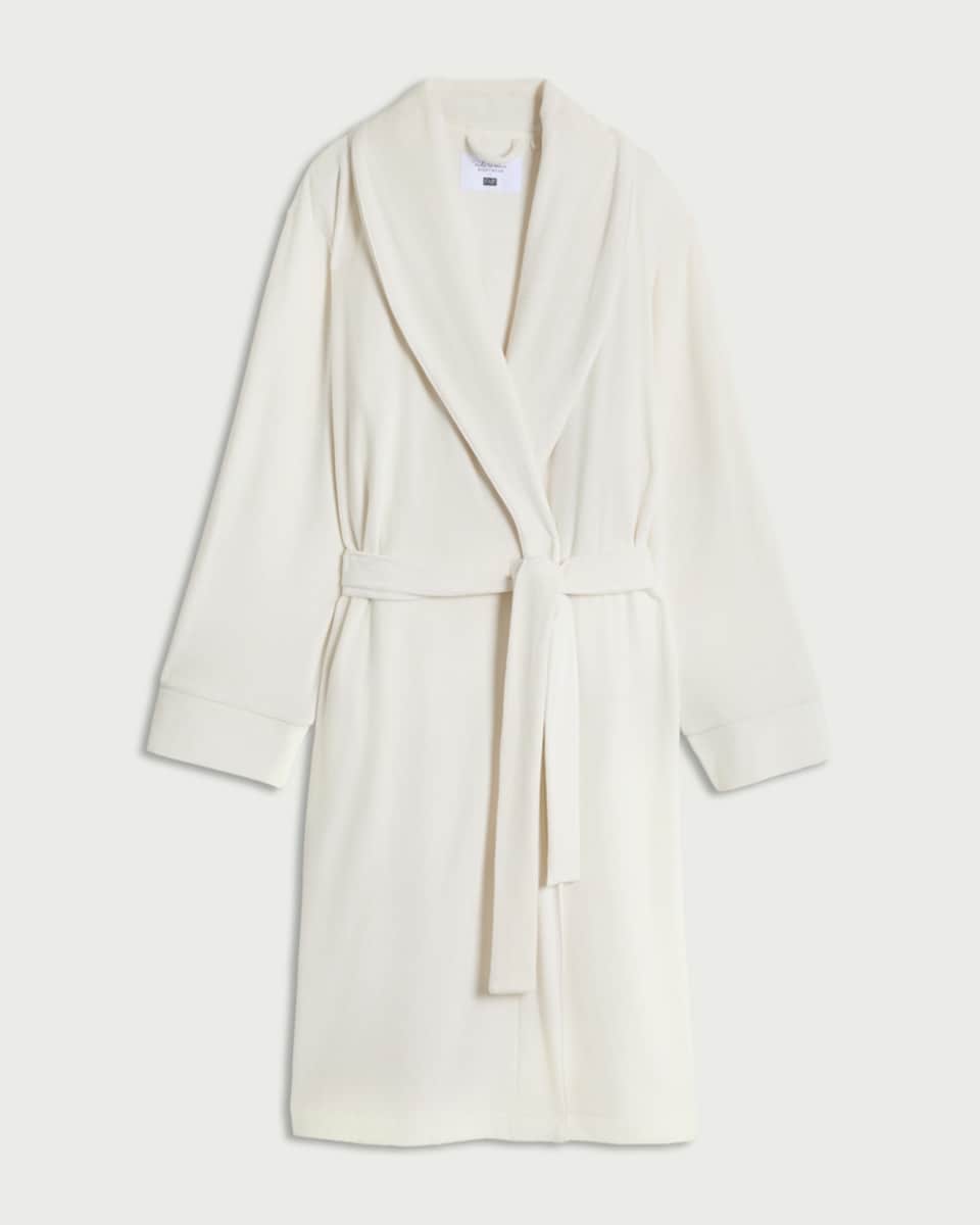 image 1 of F&F Fleece Belted Dressing Gown in Cream