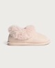 image 1 of F&F Girls Faux Fur Trim Slippers in Pink