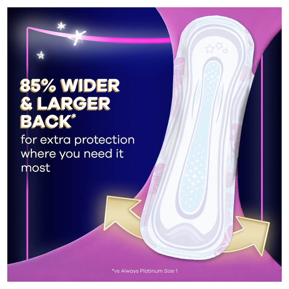image 1 of Always Platinum Sanitary Towels Secure Night Extra (size 5) With Wings 12 Pads