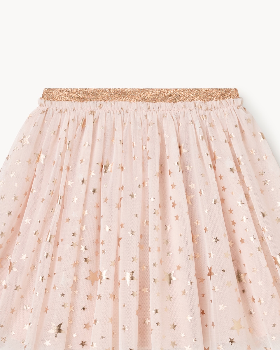 image 1 of F&F Girls Star Print Tulle Skirt in Pink