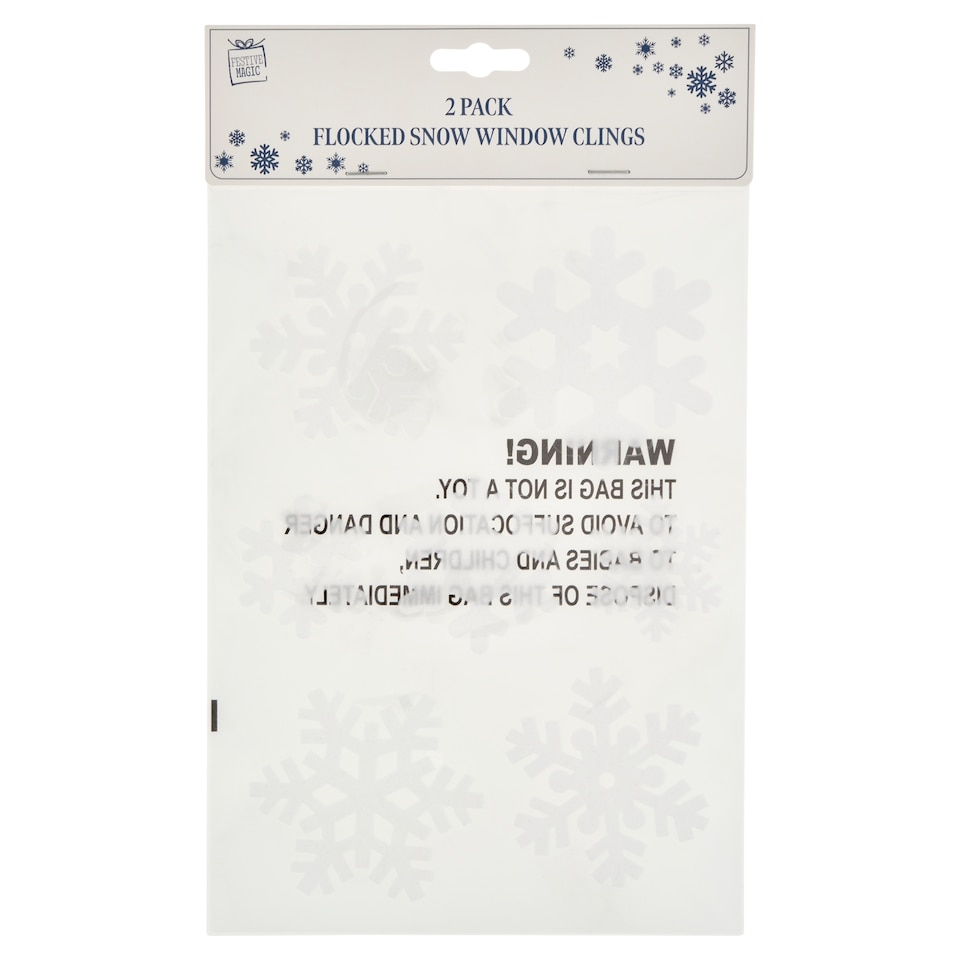 Festive Magic Flocked Snowflakes Window Sticker 2 sheets 14 pcs