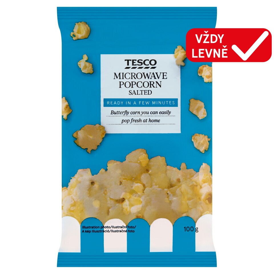 Tesco Microwave Popcorn Salted 100g