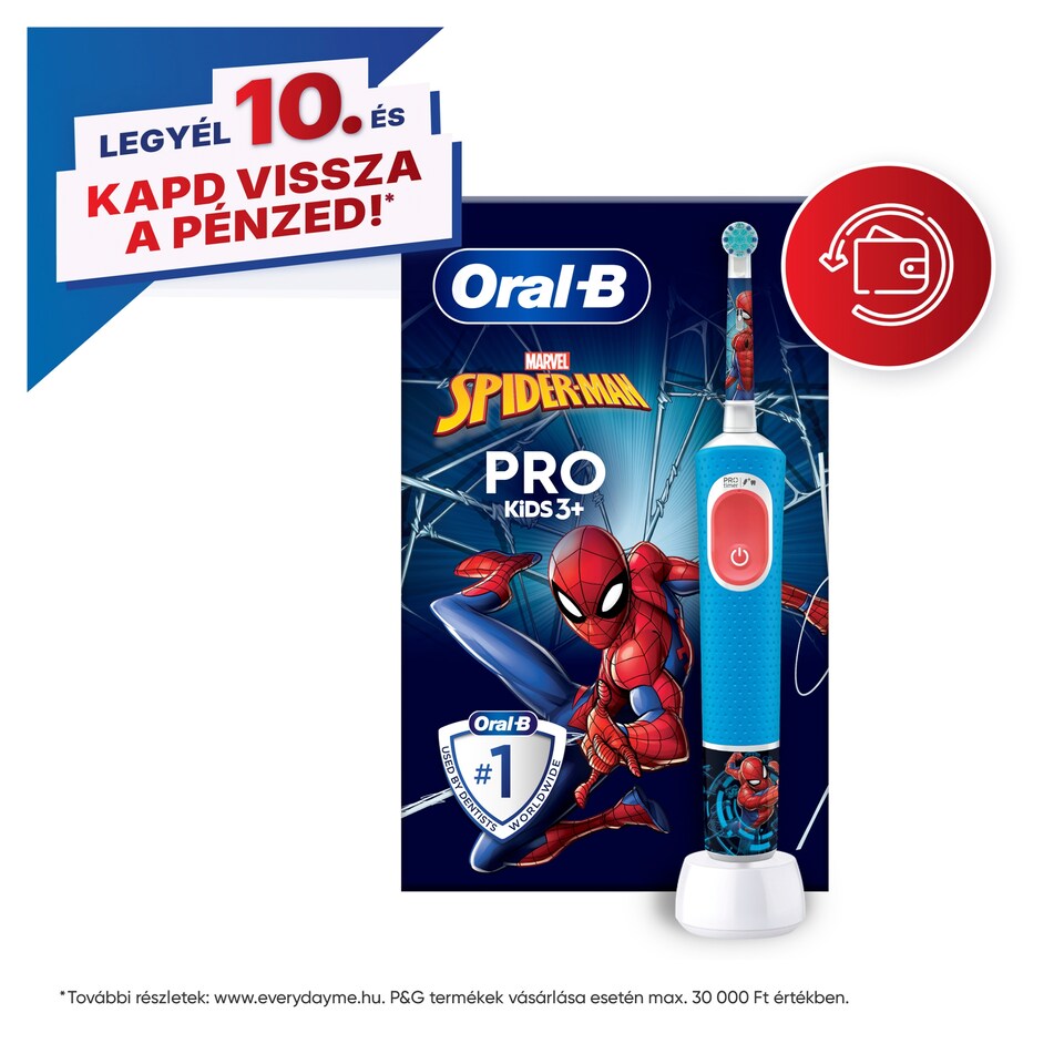 Oral-B Pro Kids Pókember Elektromos Fogkefe Braun Tervezéssel 1. kép