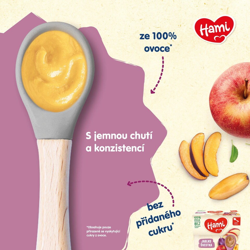 Obrázek 1 pro produkt HAMI ovocný příkrm Jablko a Švestka 4x100 g