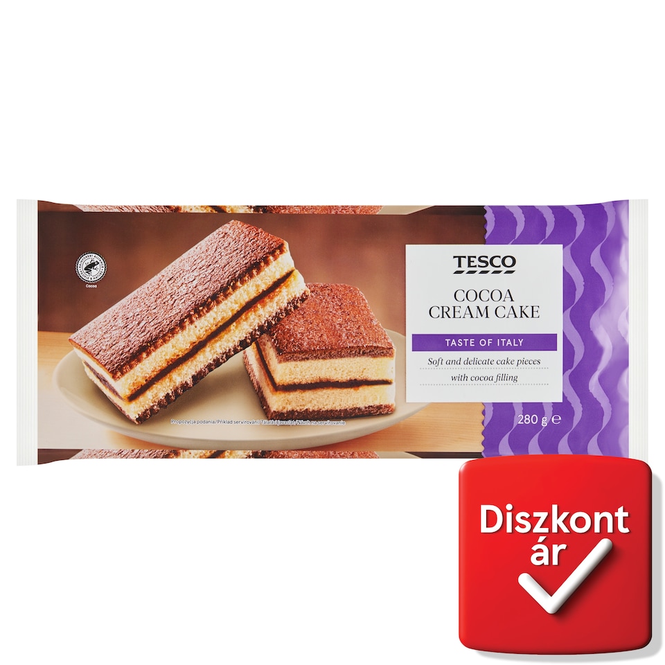Tesco piskótaszelet kakaós töltelékkel 10 x 28 g (280 g)