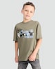 image 2 of F&F Boys Pure Cotton Slogan Short Sleeved T-Shirt in Khaki