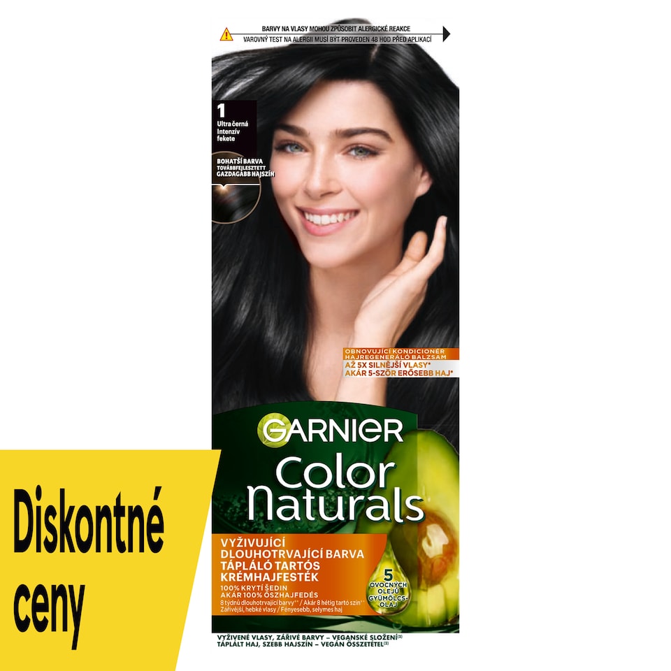 Garnier Color Naturals permanent hair color 1 Ultra black, 60 +40 +12 ml
