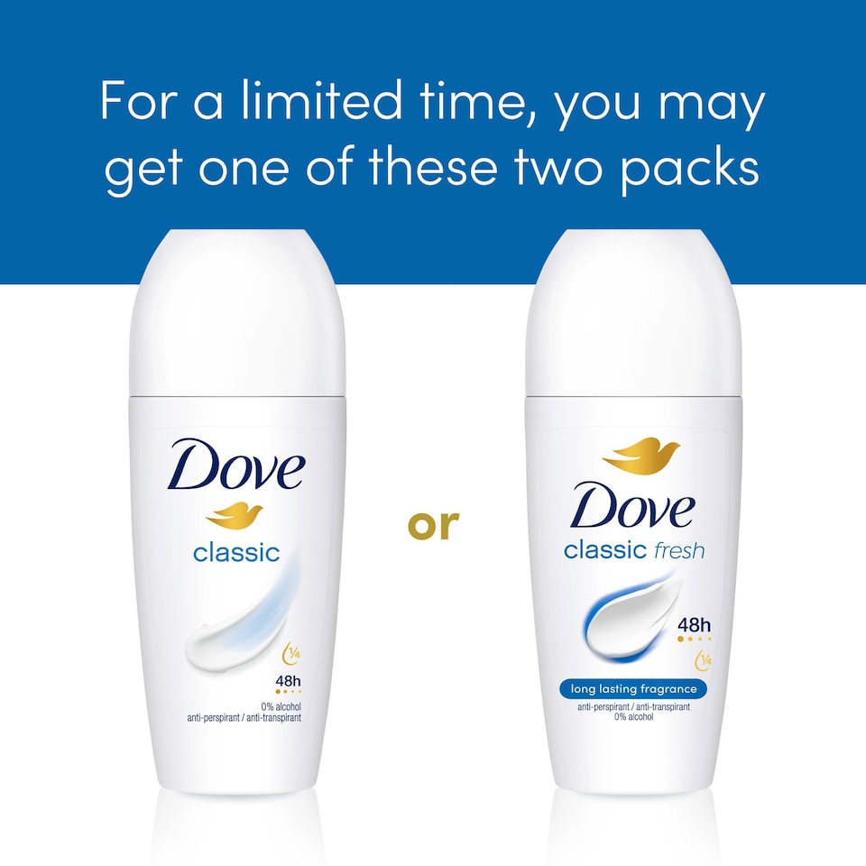 image 1 of Dove 48h Classic Antiperspirant Deodorant Roll On 50ml