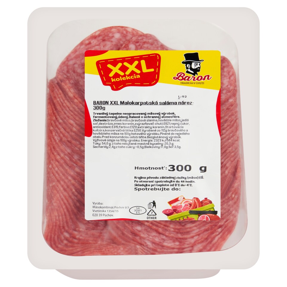 obrázok 1 z Baron XXL malokarpatská saláma nárez 300 g