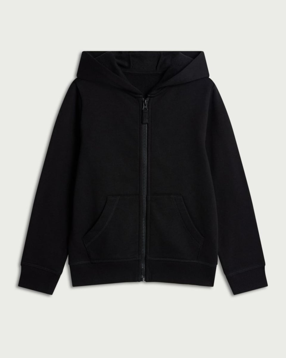 image 1 of F&F School Girls Cotton Rich Zip Up Hoodie in Black