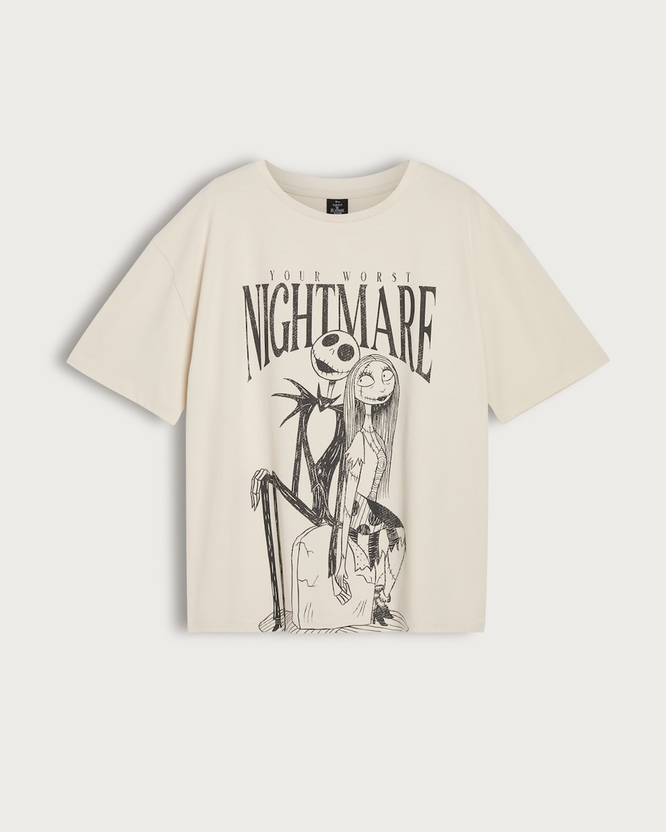 Disney Nightmare Before Christmas Pure Cotton T-Shirt in Cream