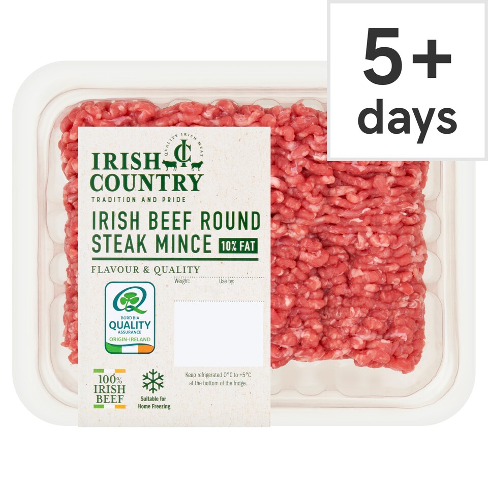 IRISH COUNTRY IRISH ROUND STEAK BEEF MINCE 10%FAT 500g