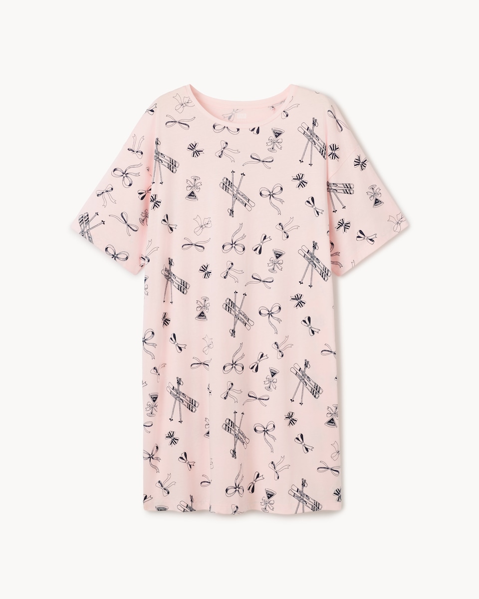 image 1 of F&F Pure Cotton Ski Nightdress in Pink