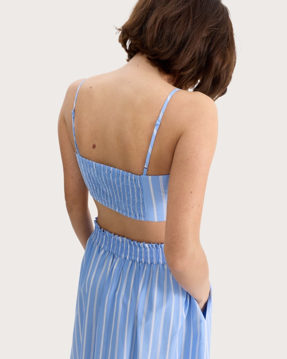 image 1 of F&F Pure Cotton Poplin Stripe Co-ord Bralette in Multi Blue