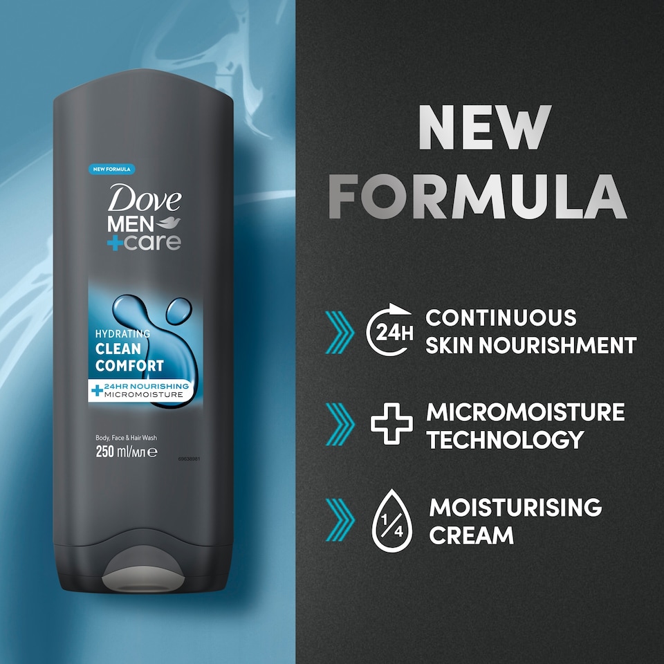 image 1 of Dove Men+ Clean Comfort Face & Body Wash 250Ml