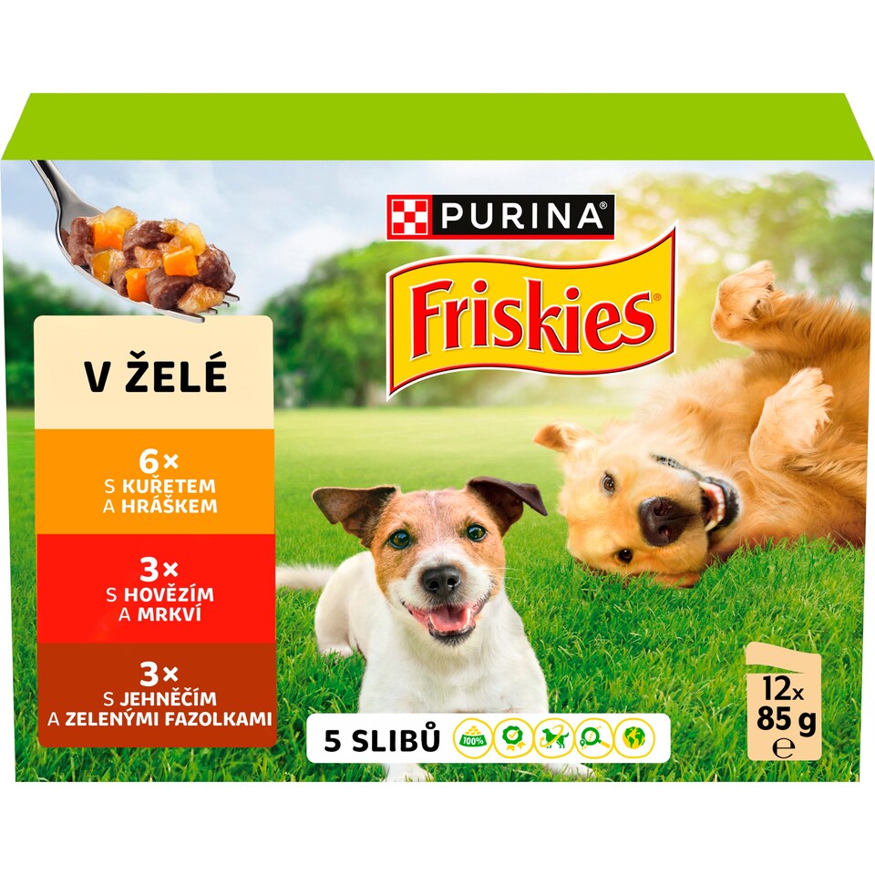 obrázok 1 z Friskies Adult kapsičky pre psov hovädzie, kura, jahňacie v želé 12 x 85 g