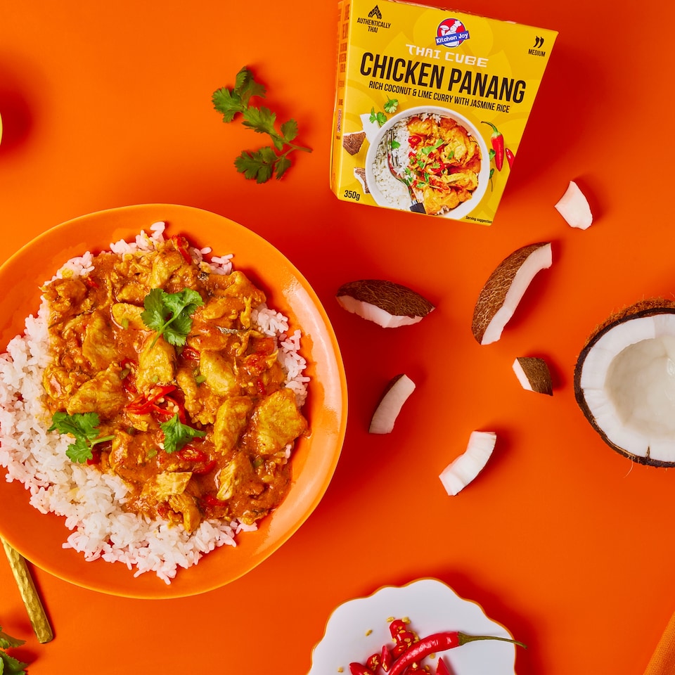 image 1 of Kitchen Joy Chicken Panang Rich Coconut & Lime Curry with Jasmine Rice 350g