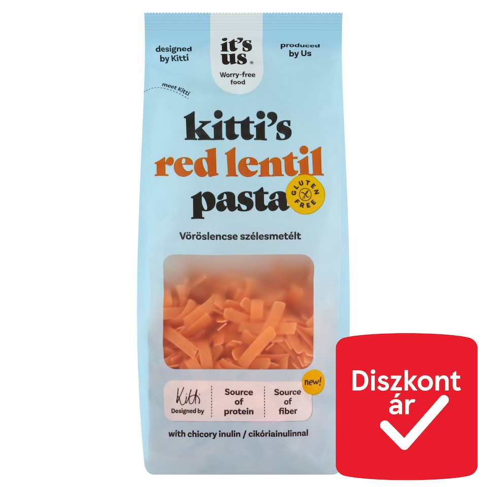 It's Us Kitti's gluténmentes vöröslencse szélesmetélt cikóriainulinnal 200 g