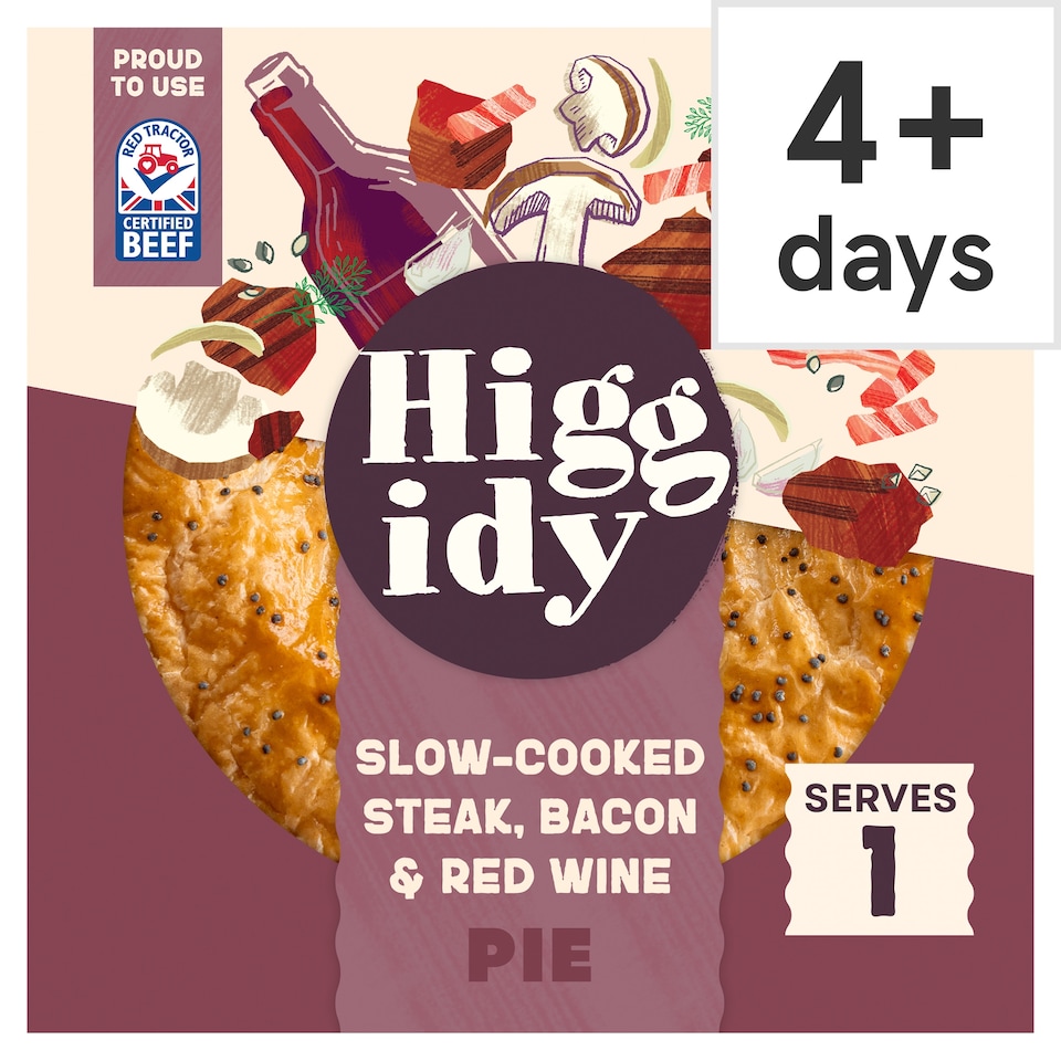 Higgidy Slow-Cooked Steak, Red Wine & Bacon Pie 200g