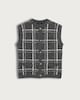 image 4 of F&F Knitted Check Print Button Up Vest with Wool in Grey