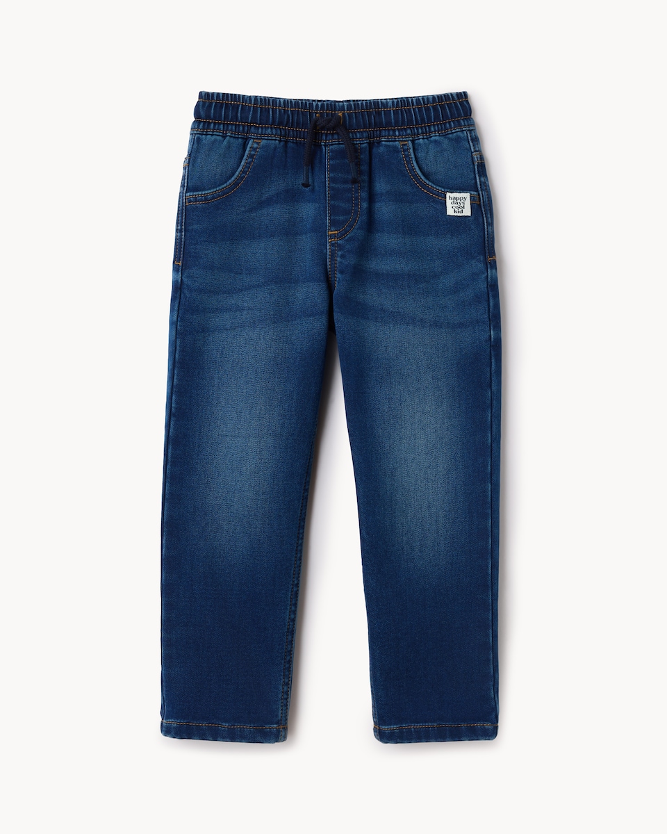 image 1 of F&F Boys Cotton Rich Pull On Jeans in Blue