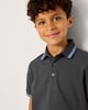 image 2 of F&F Boys Pure Cotton Tipped Polo Shirt in Grey