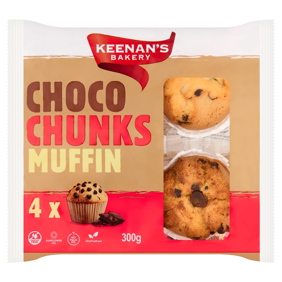 Keenan's Bakery Choco Chunk Muffins  4pk 300g 