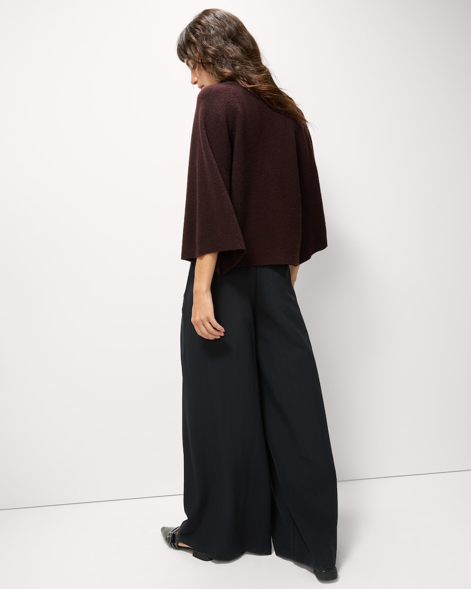 image 1 of F&F Turtle Neck Wide Sleeve Jumper in Burgundy