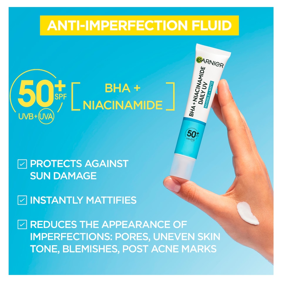 image 1 of Garnier BHA + Niacinamide Daily UV Fluid SPF50+ 40ml