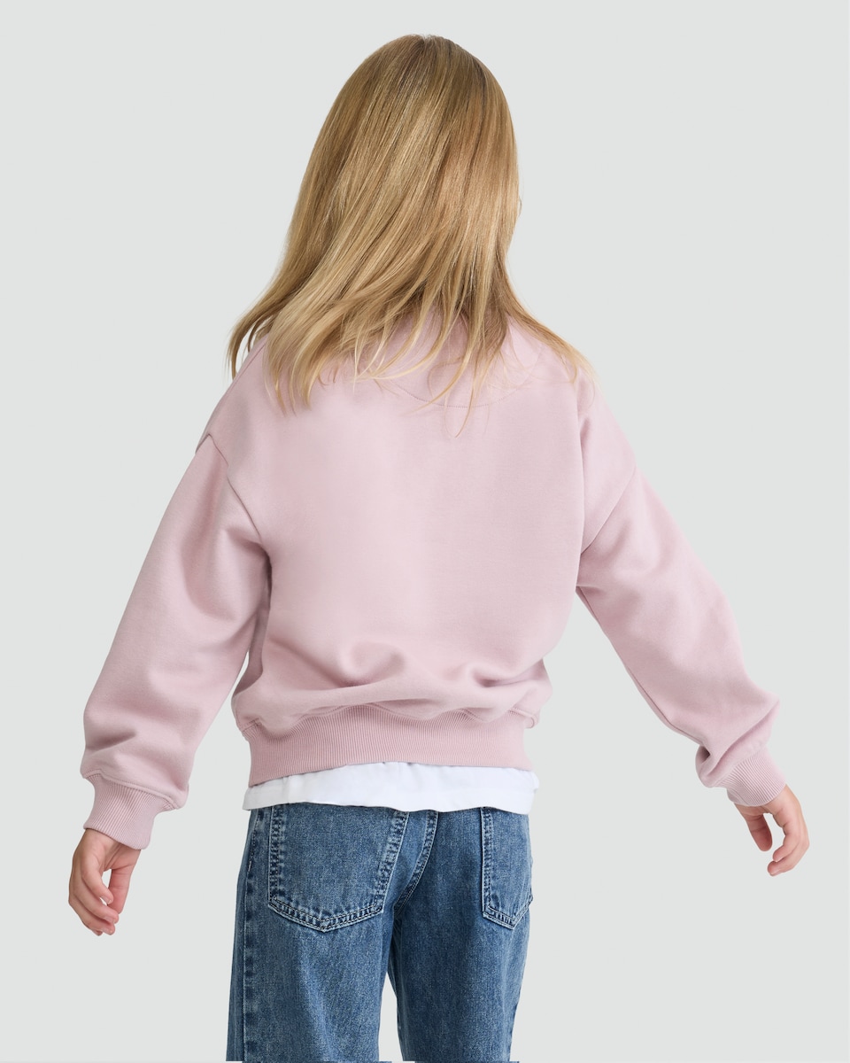 image 1 of Stranger Things Cotton Rich Slogan Sweatshirt in Pink