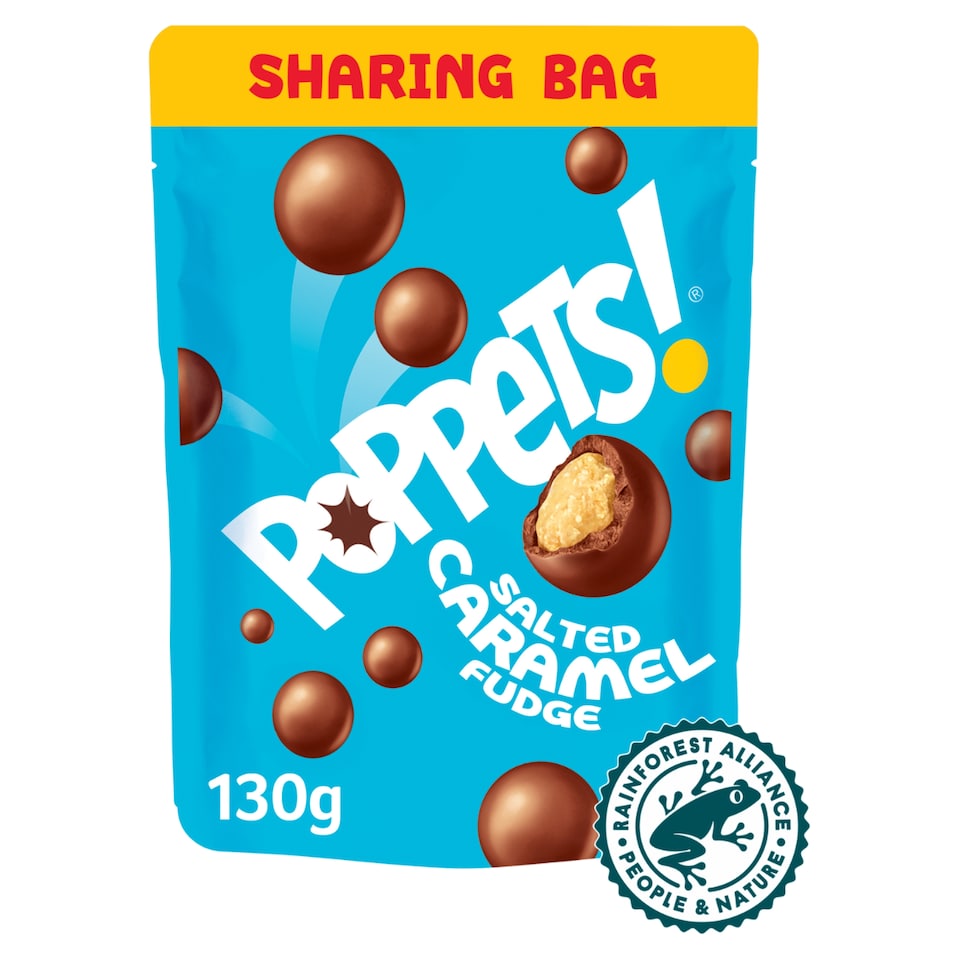 Poppets Salted Caramel Fudge Milk Chocolate Coated 130G