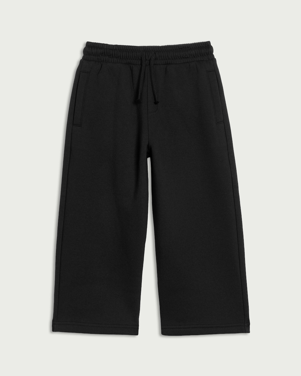 F&F Boys Cotton Rich Wide Leg Joggers in Black